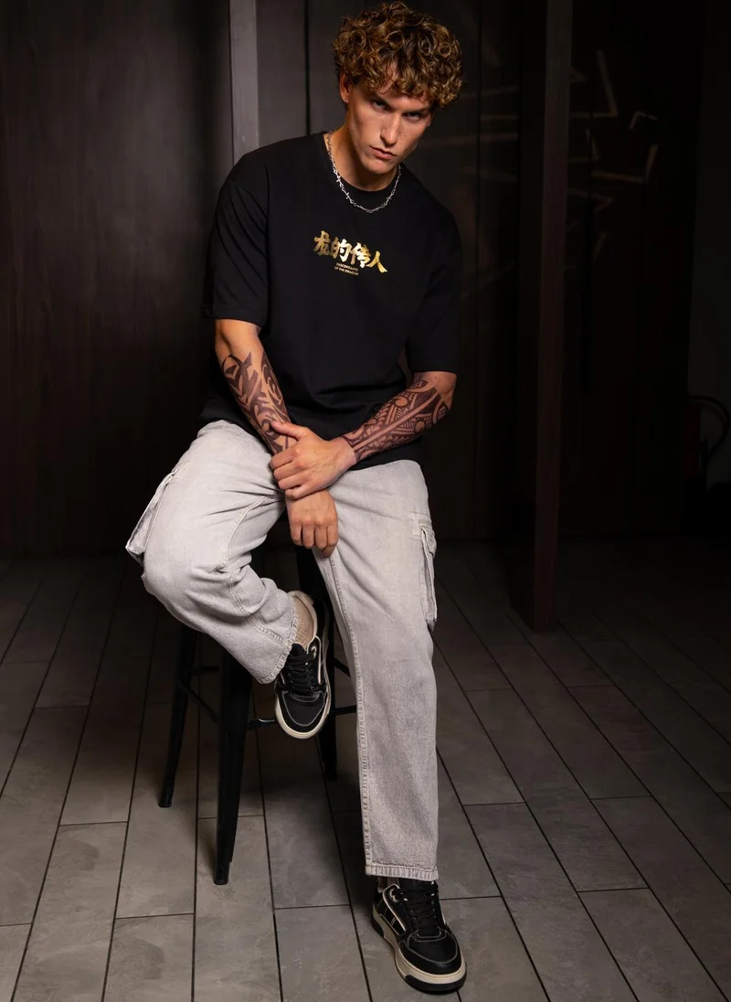 روجن Wrogn X Aliens - The Yin-Yang Dragons | Black T-Shirt